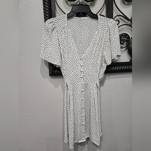 Oysho Polka Dot V-Neck Mini Dress - Picture 7 of 11